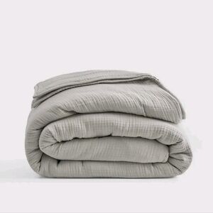Quince Organic Cotton Airy Gauze Fog Grey Dream Quilt! Full/ Queen! (610)